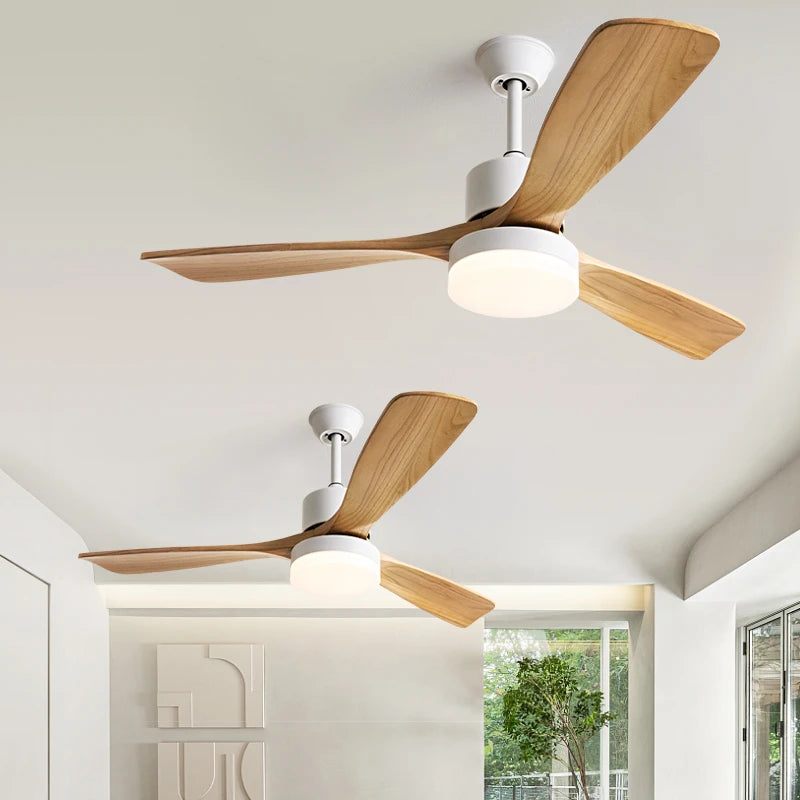 52Inch Solid Wood Ceiling Fan with Light