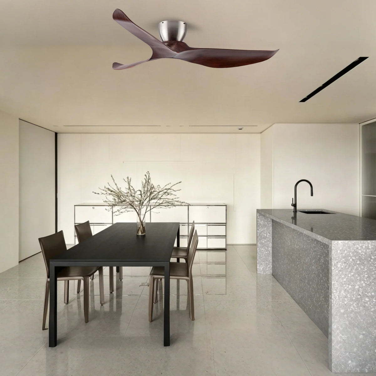 52Inch Low Profile No Light Wood Grain Ceiling Fan