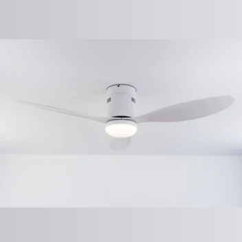 52Inch White Low Profile Modern Ceiling Fan with Light